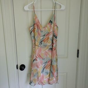 Lulu's Painterly Poise Blush Multi Print Sleeveless Mini Skater Dress
